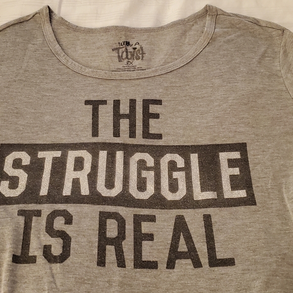 Grey t-shirt THE STRUGGLE IS REAL 3XL - Picture 3 of 3